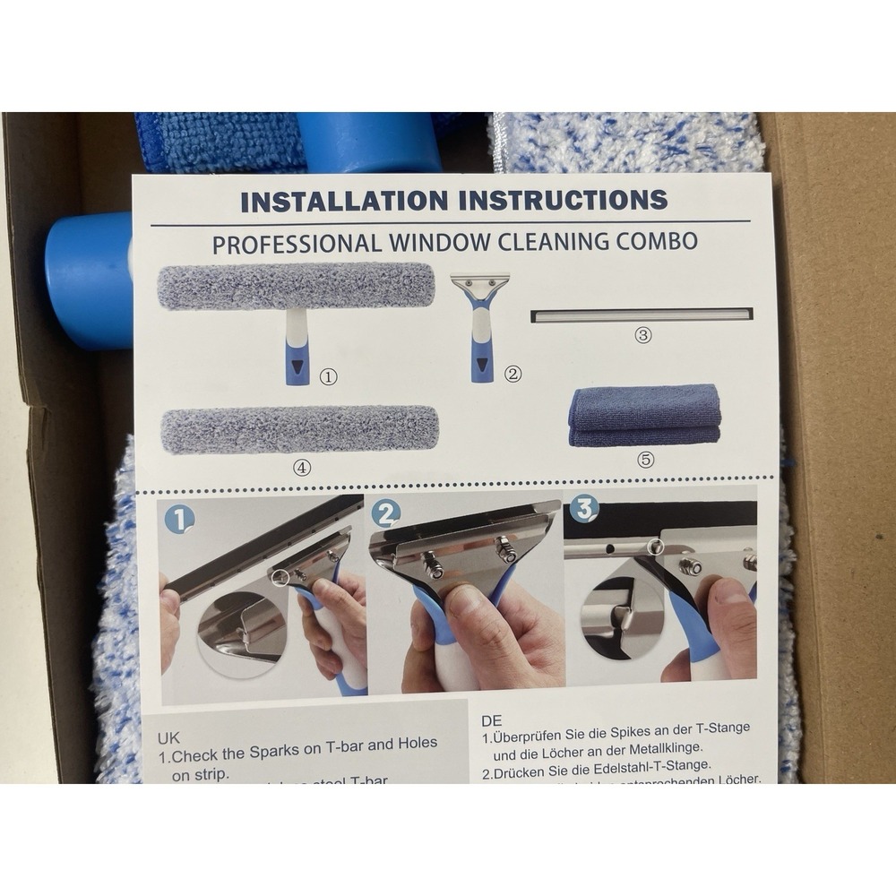 Professional Window Cleaning Combo Squeegee & Microfiber Window Scrubber, 10"